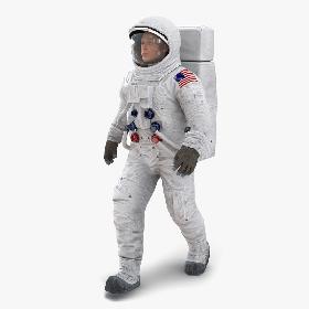 Astronaut NASA Wearing Spacesuit A7L Rigged 2